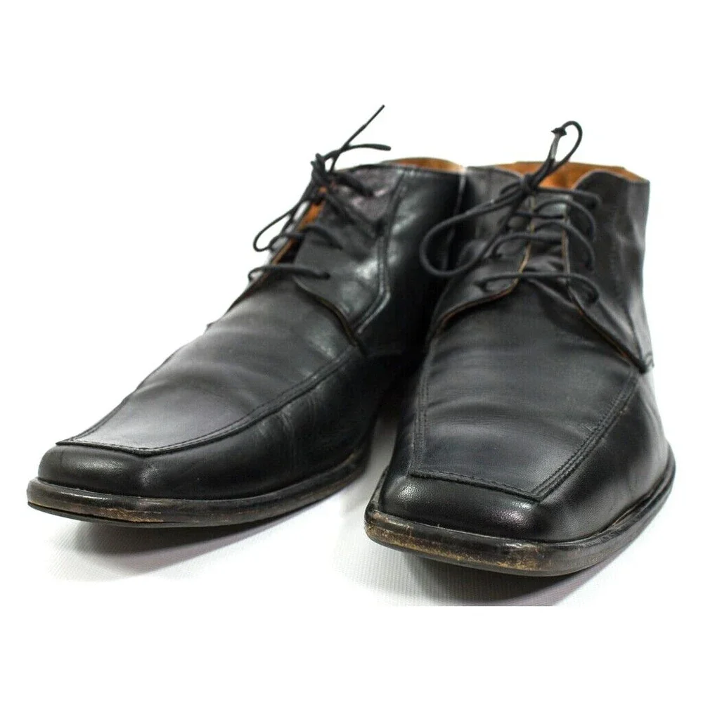 Vero Cuoio Black Leather Ankle Boots Men's Size 41 Made in Italy
